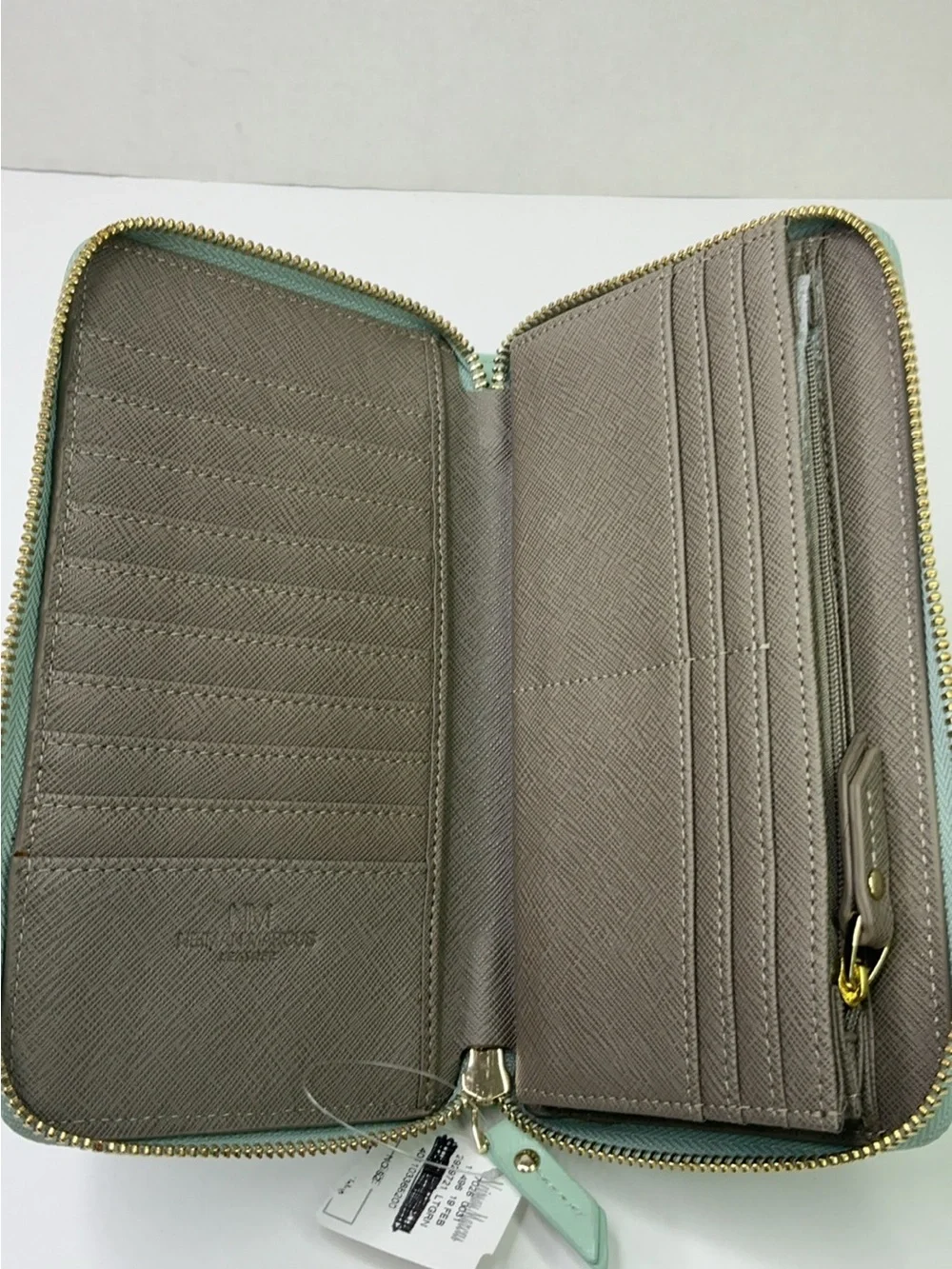 Neiman Marcus light green Saffiano Wallet